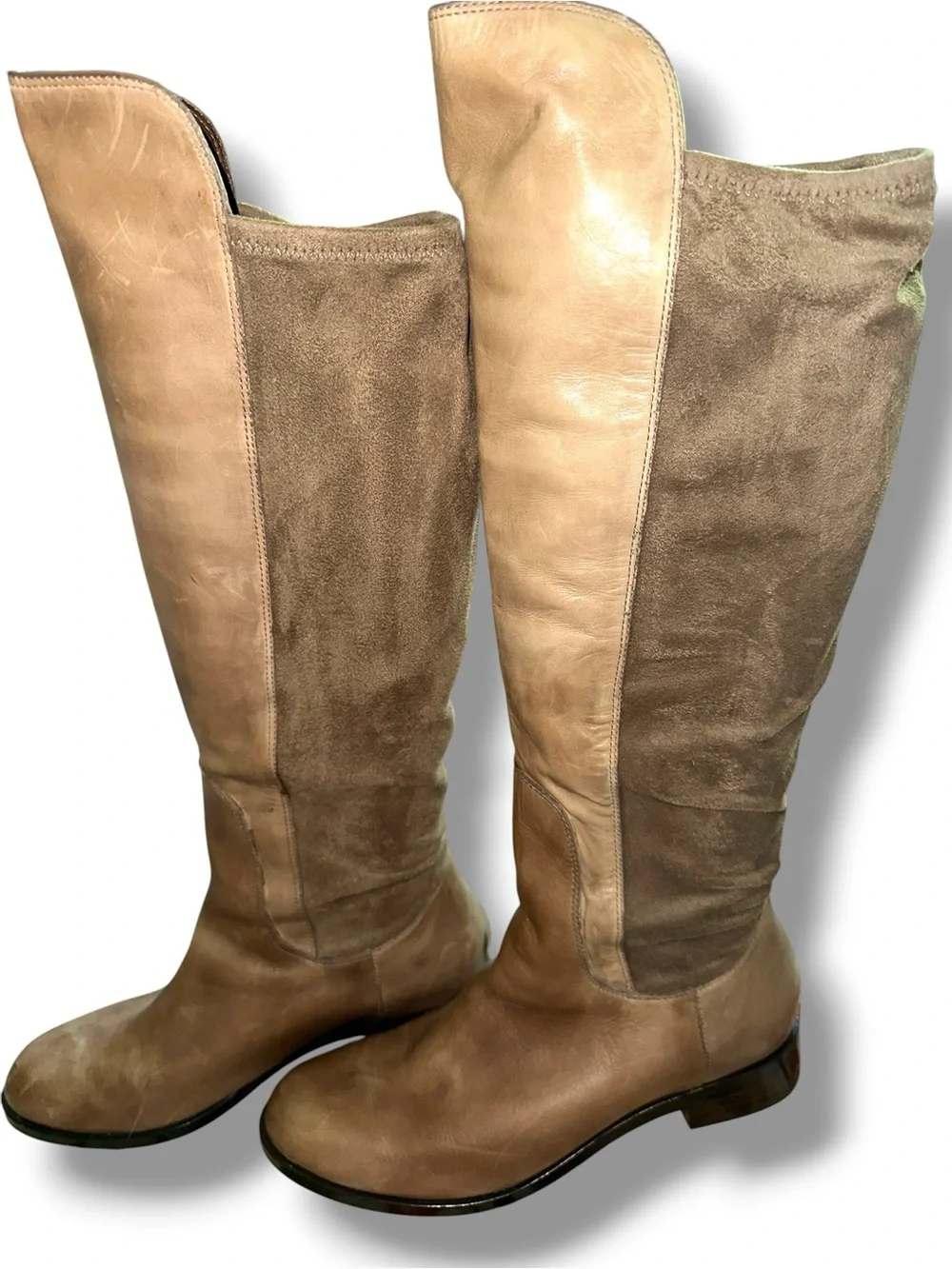 Cole Haan SZ 11 Women Air Whitley Knee-High Leather Suede Riding Boots Tan Beige